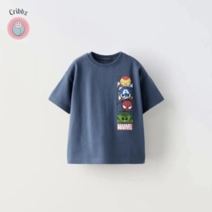 Cartoon Print Short Sleeve T-Shirt for Boys