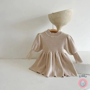 Autumn Vintage Style Puff Sleeve Dress