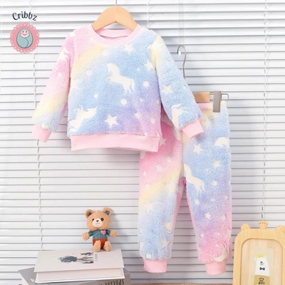 Baby Girl Plush Pajama Set title=