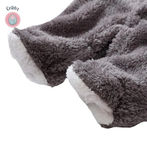 Winter Plush Baby Cartoon Hooded Romper