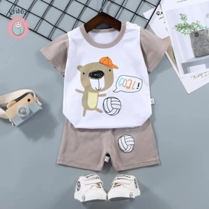 Kids Cartoon Print T-Shirt & Shorts Set