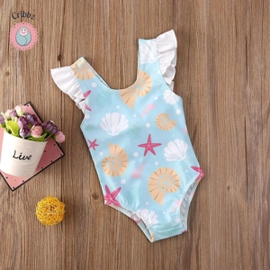 Newborn Baby Girls Shell Print Swimsuit