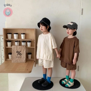 Childrens Cotton Short Sleeve Shorts Set