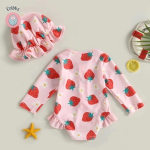 Flamingo Flower Print Baby Girl Swimwear