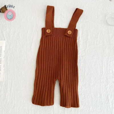 Soft Knitted Baby Overalls Versatile Pants title=