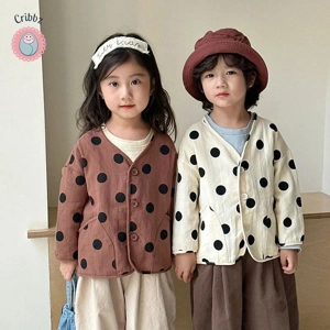 Korean Polka Dot V-Neck Jacket for Kids