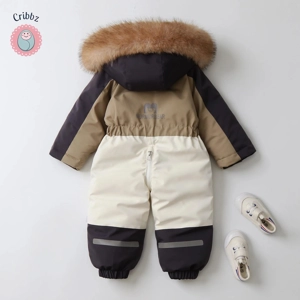 Warm Hooded Ski Jumpsuit for Children