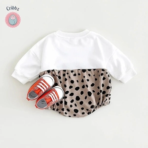 Leopard Print Baby Girls Bodysuit Jumpsuit