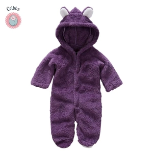 Winter Plush Baby Cartoon Hooded Romper