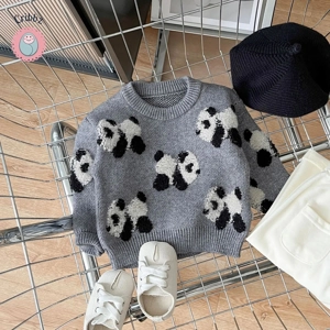 Korean Panda Embroidered Baby Sweater