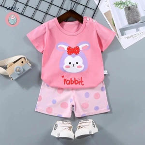 Kids Cartoon Print T-Shirt & Shorts Set