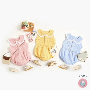 Cute Plaid Cotton Baby Bodysuit for Girls