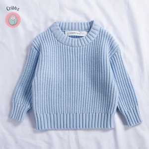 Baby Girls Solid O-Neck Sweater