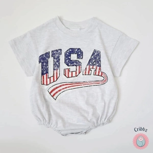 Newborn Summer American Print Baby Romper