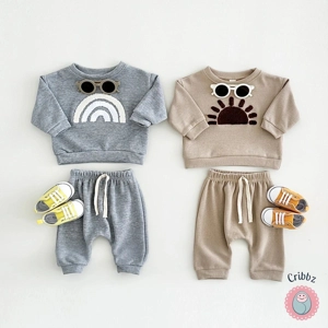 Infant Rainbow Embroidery Two-Piece Outfit