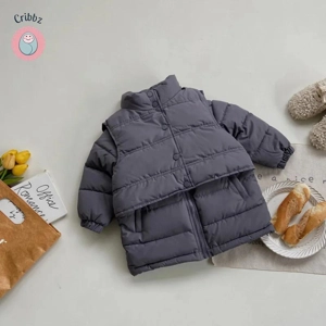 Winter Kids Thick Vest Parka Set