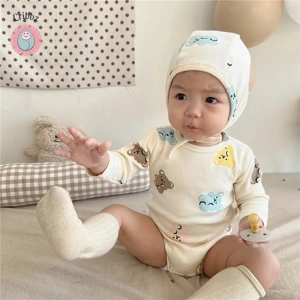 Colorful Bear Baby Pajama Set with Hat
