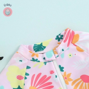 Floral Print Toddler Girls Swim Romper