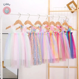 Girls Rainbow Mesh Camisole Dress