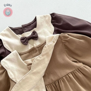 Retro Ruffle Bow Knot Dress for Girls