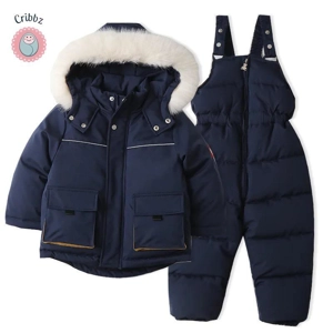 Thick Fur Lined Kids Ski Outfit Set