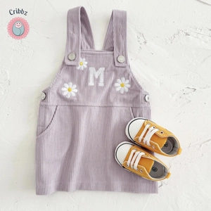 Cute Purple Daisy Embroidered Baby Dress