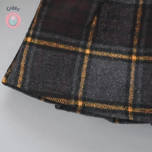 Baby Girl Plaid Pleated Skirt with Leopard Print