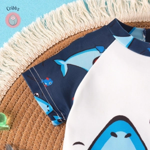 Cute Baby Shark Print Swimsuit