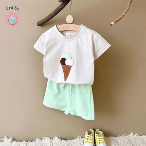 Ice Cream Print Baby Outfit Set