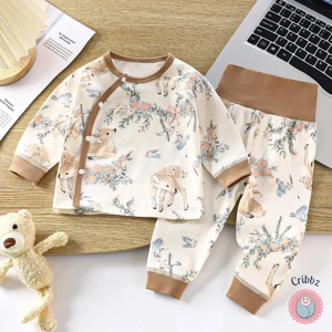 Autumn Cartoon Print Sleepwear Set for Girls