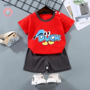 Kids Cartoon Print T-Shirt & Shorts Set