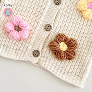 Handmade 3D Flower Knit Baby Coat