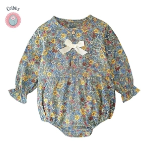Cute Floral Long Sleeve Baby Bodysuits