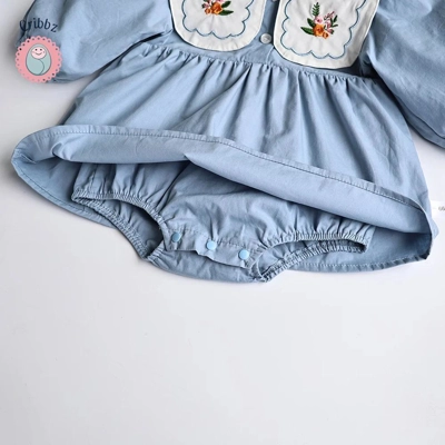 Autumn Pleated Baby Bodysuit for Girls title=