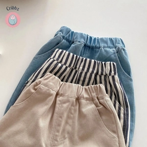 Casual Elastic Waist Kids Trousers