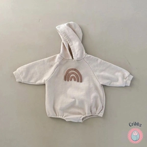 Rainbow Hoodie Romper for Baby Boys