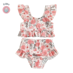 Toddler Girls Floral Print Bathing Suit Set