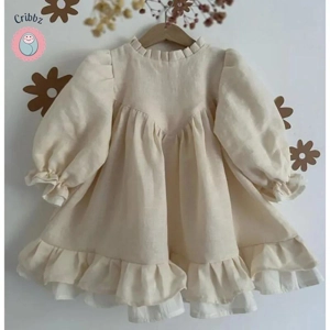 Spring A-line Puff Sleeve Girls Dress