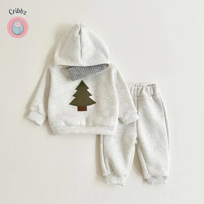 Baby Boys Christmas Tree Flannel Tracksuit title=