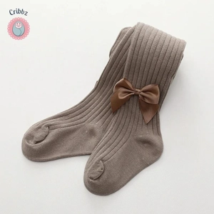 Autumn Striped Leggings with Big Bow