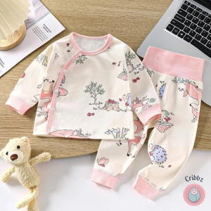 Autumn Cartoon Print Sleepwear Set for Girls