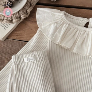 Baby Girls Casual Suit with Lotus Leaf Collar