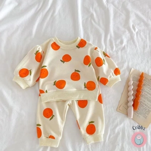 Fruit Print Cotton Hoodie Set