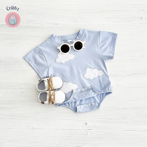 Newborn Summer Romper with Cloud Pattern