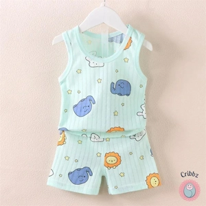 Summer Cartoon Animal Pajama Set for Kids