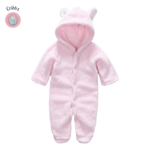 Winter Plush Baby Cartoon Hooded Romper