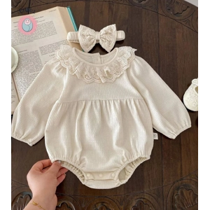 Spring Lace Collar Baby Bodysuit Set