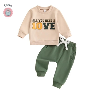 Baby Boys Letter Print Sweatshirt Set