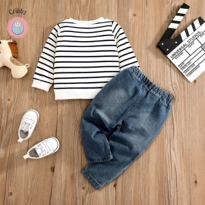 Cute Elephant Stripe Outfit for Toddlers