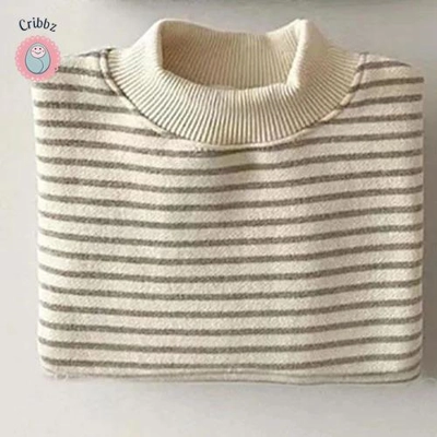 Fleece Lined Striped Baby Hoodies title=
